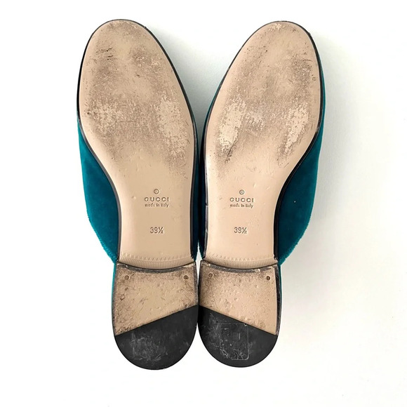 GUCCI | Princetown Teal Velvet Horsebit Pink Floral Mule Slide Size 39.5 US 9.5 - Picture 13 of 15